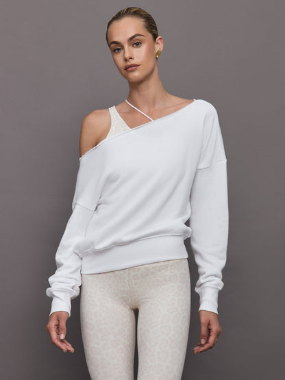 Carbon38 | Off Shoulder Sweatshirt in French Terry - White