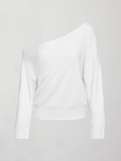Carbon38 | Off Shoulder Sweatshirt in French Terry - White