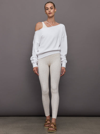 Carbon38 | Off Shoulder Sweatshirt in French Terry - White