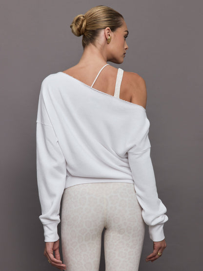 Carbon38 | Off Shoulder Sweatshirt in French Terry - White