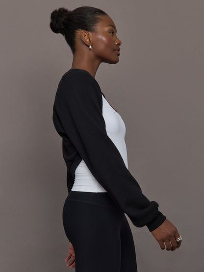 Carbon38 | Long Sleeve Shrug in French Terry - Black