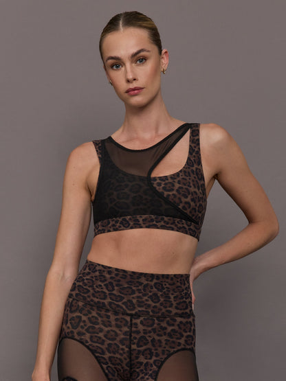Carbon38 | Mesh Overlay Bra in Melt - Leopard Print