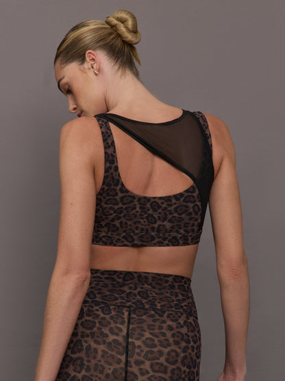 Carbon38 | Mesh Overlay Bra in Melt - Leopard Print