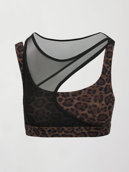 Carbon38 | Mesh Overlay Bra in Melt - Leopard Print