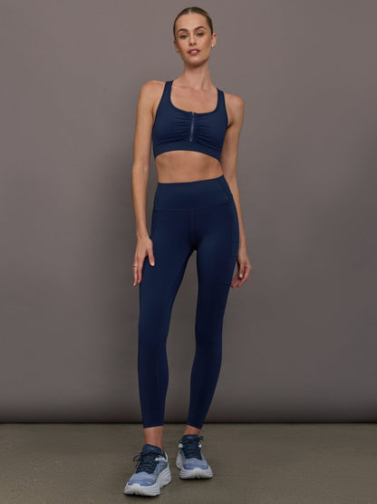 Carbon38 | Zipper Bra in Diamond Compression - Navy