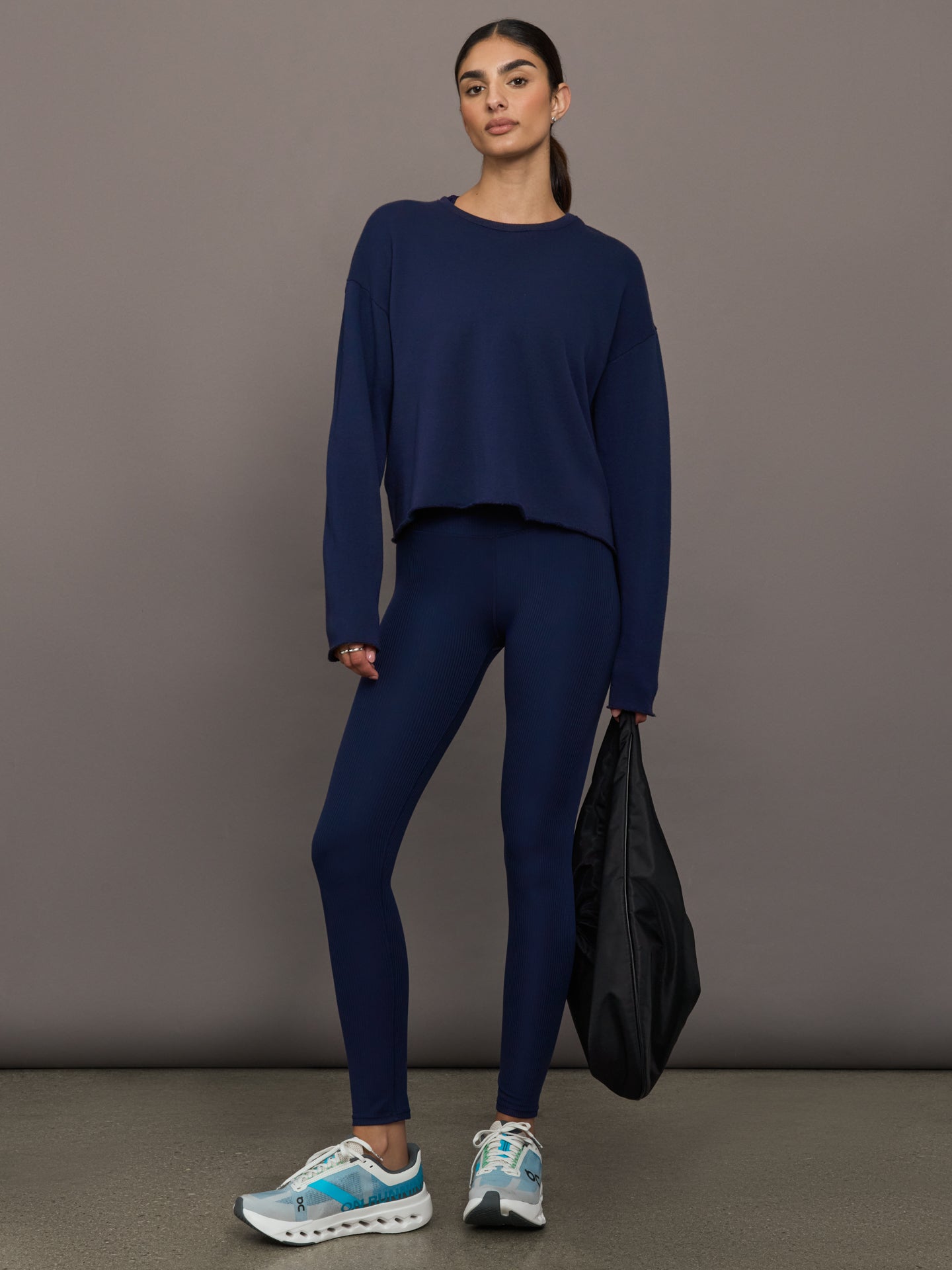 Carbon38 | High Rise Legging in Ribbed Melt - True Navy