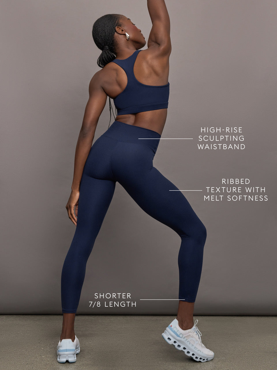 Carbon38 | High Rise Legging in Ribbed Melt - True Navy