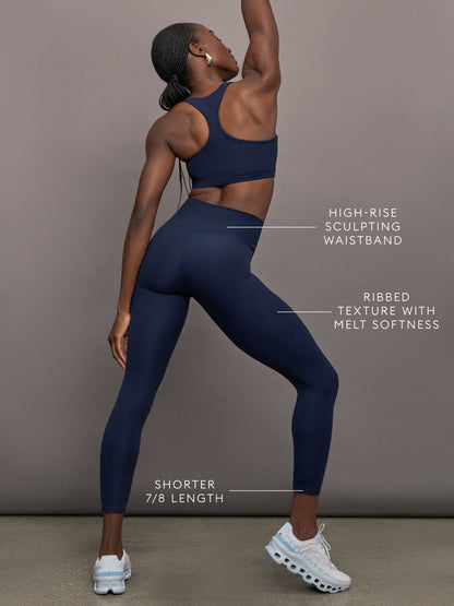 Carbon38 | High Rise Legging in Ribbed Melt - True Navy