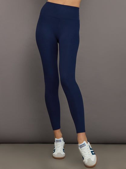 Carbon38 | High Rise Legging in Ribbed Melt - True Navy