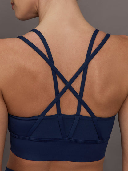 Carbon38 | Multi Strap Active Bra in Diamond Compression - Navy