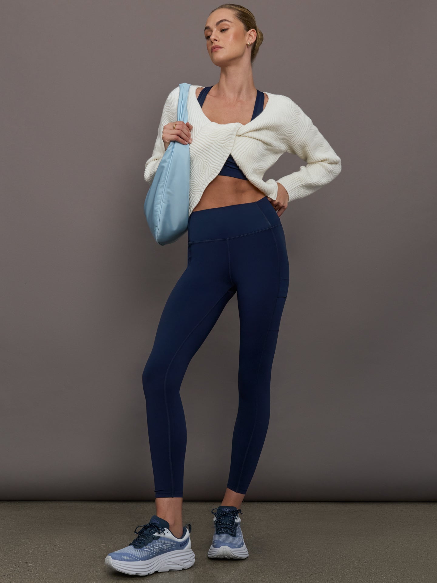 Carbon38 | High Rise Pocket Legging in Diamond Compression - Navy