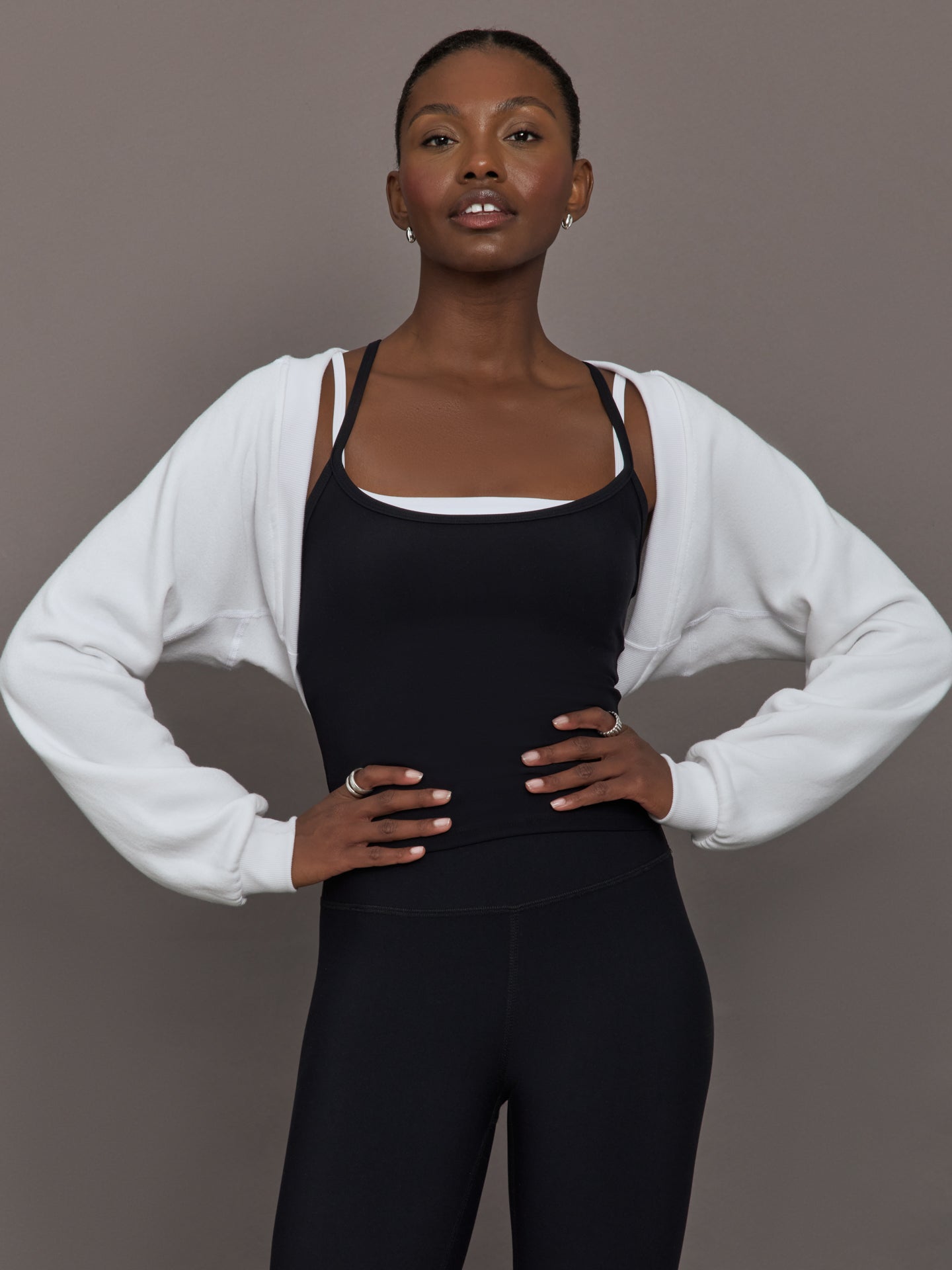 Carbon38 | Long Sleeve Shrug in French Terry - White