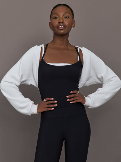 Carbon38 | Long Sleeve Shrug in French Terry - White