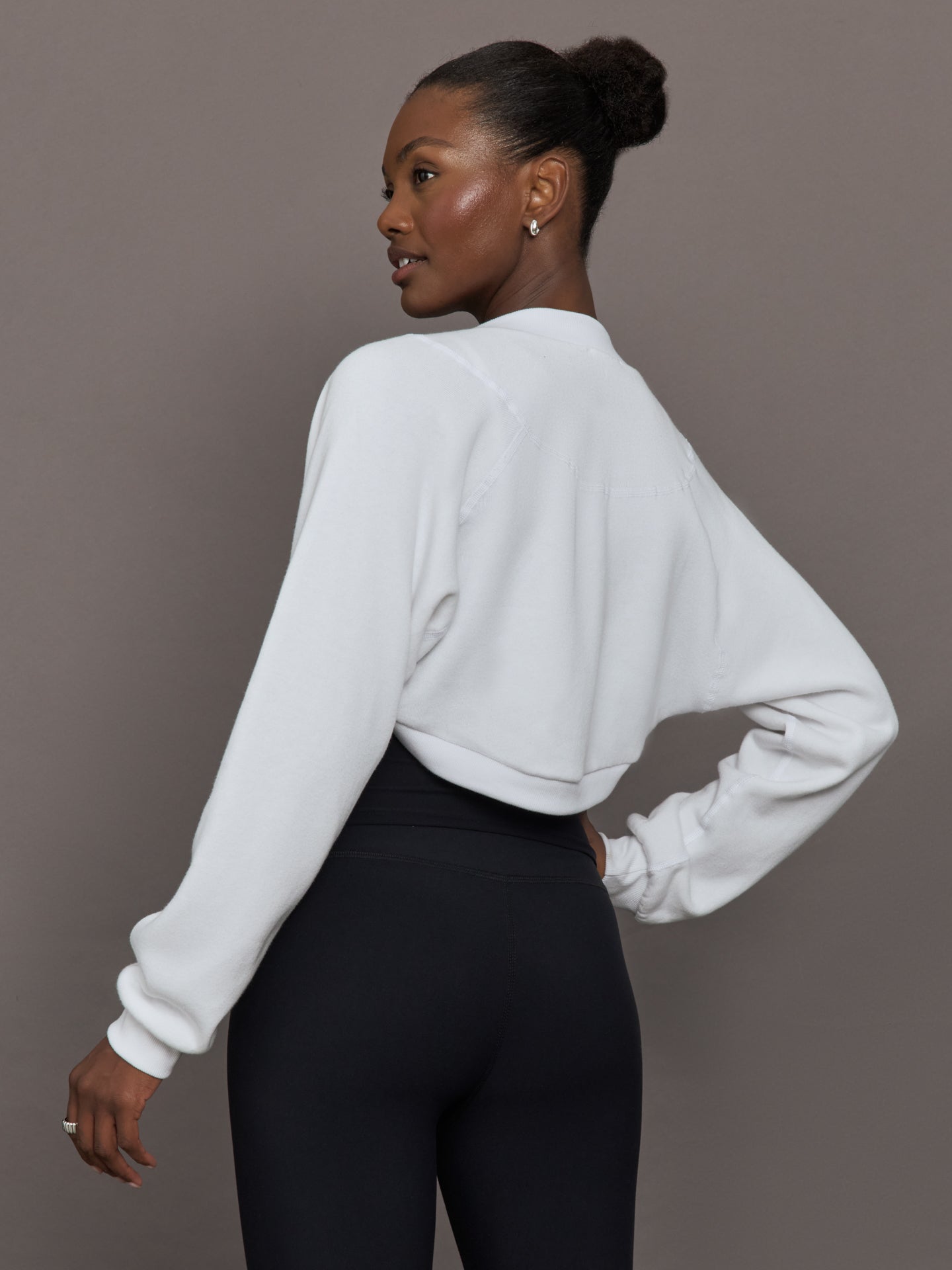 Carbon38 | Long Sleeve Shrug in French Terry - White
