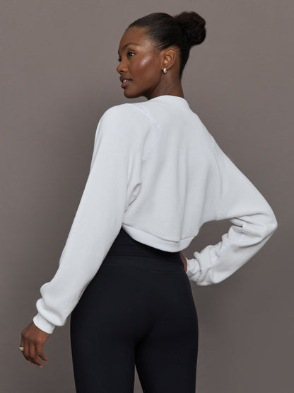 Carbon38 | Long Sleeve Shrug in French Terry - White