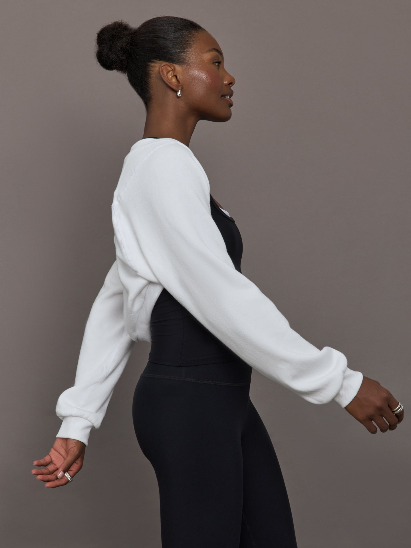 Carbon38 | Long Sleeve Shrug in French Terry - White