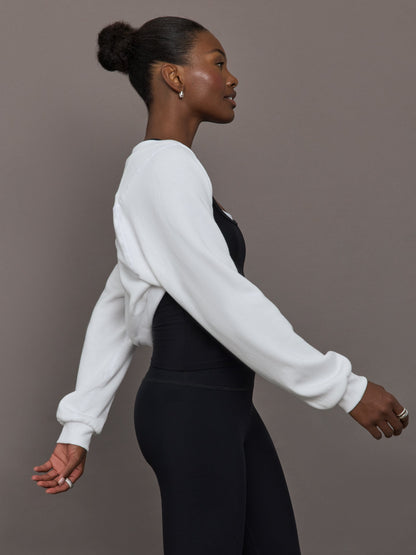 Carbon38 | Long Sleeve Shrug in French Terry - White