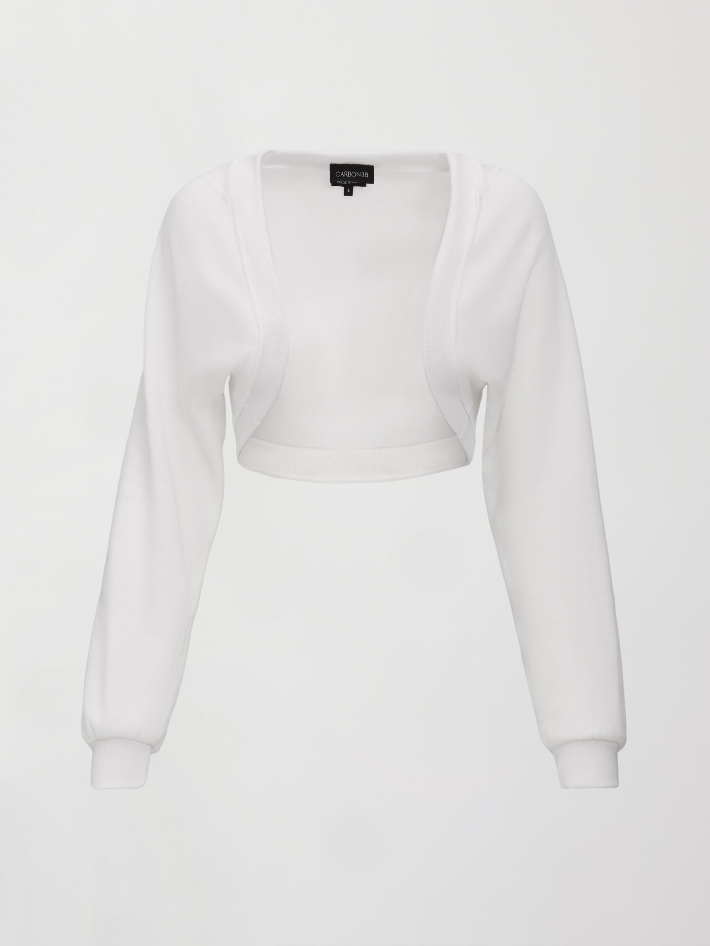 Carbon38 | Long Sleeve Shrug in French Terry - White