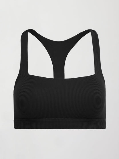 Carbon38 | Racerback Bra in Ribbed Melt - Black