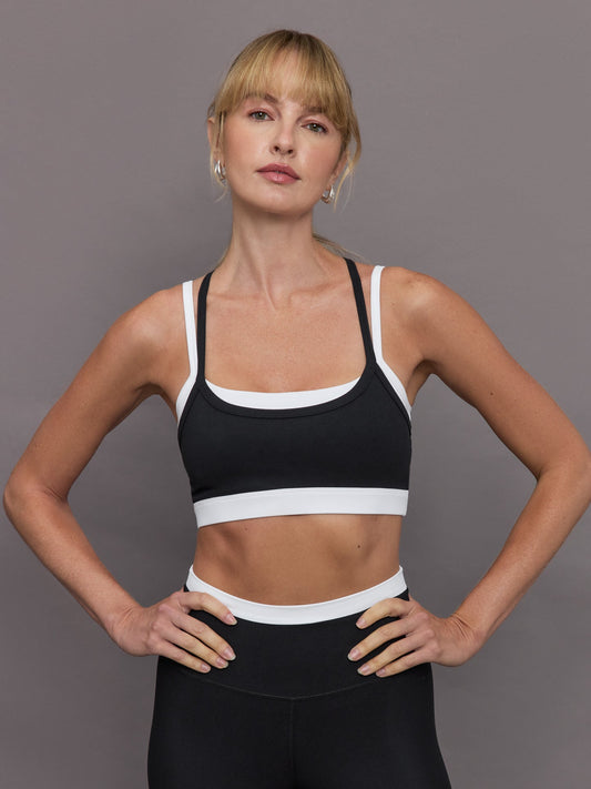 Carbon38 | Double Layered Contrast Bra in Melt - Black/White
