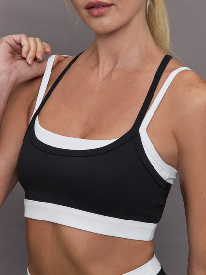 Carbon38 | Double Layered Contrast Bra in Melt - Black/White