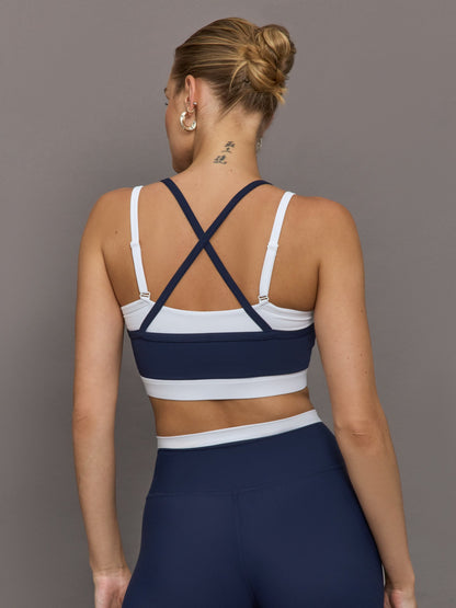 Carbon38 | Double Layered Contrast Bra in Melt - Navy/White
