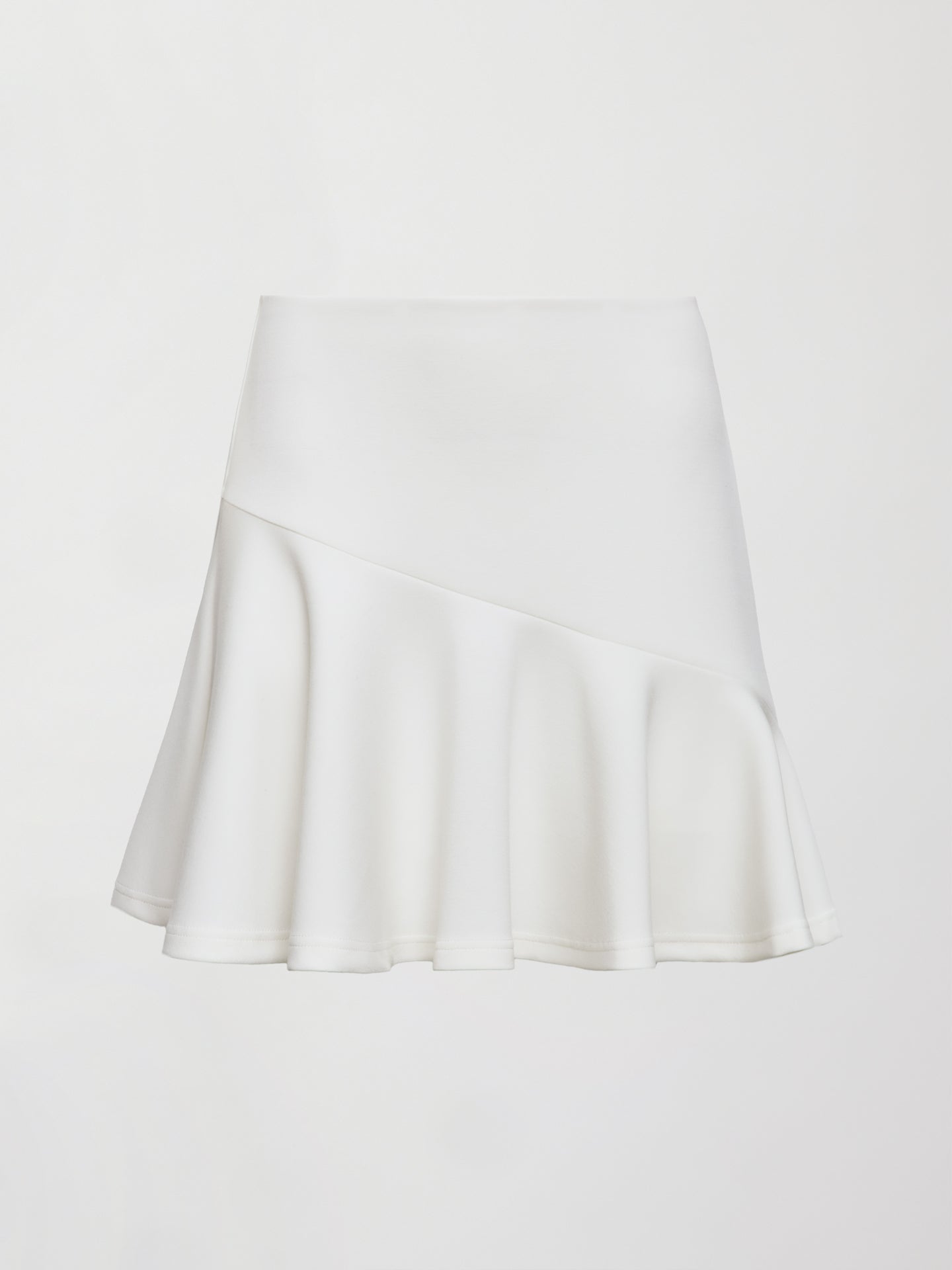 Carbon38 | Asymmetrical Flounce Tennis Skirt in Scuba - White