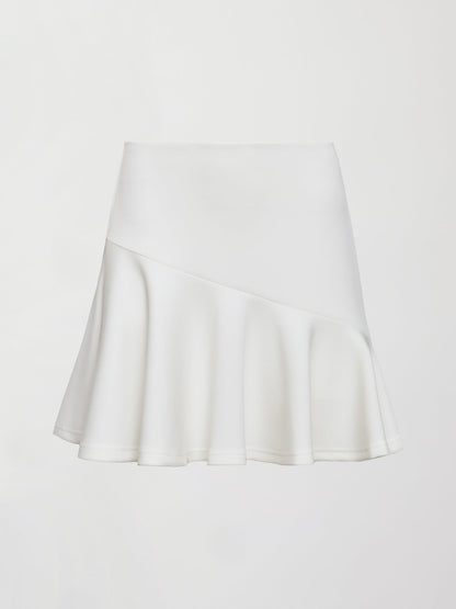 Carbon38 | Asymmetrical Flounce Tennis Skirt in Scuba - White