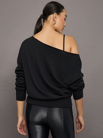 Carbon38 | Off Shoulder Sweatshirt in French Terry - BLACK