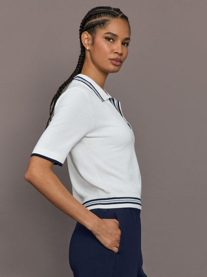 Carbon38 | Archie Collared Knit Polo - White