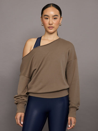 Carbon38 | Off Shoulder Sweatshirt in French Terry - Caribou