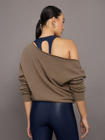 Carbon38 | Off Shoulder Sweatshirt in French Terry - Caribou