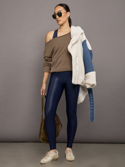 Carbon38 | Off Shoulder Sweatshirt in French Terry - Caribou