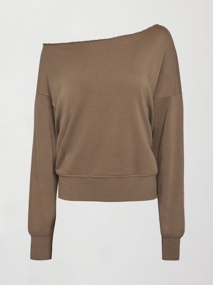 Carbon38 | Off Shoulder Sweatshirt in French Terry - Caribou