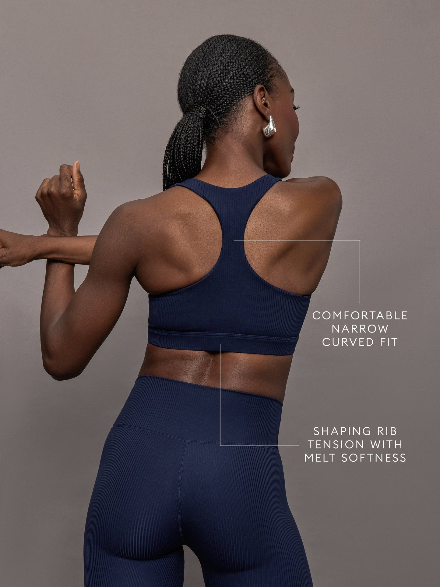 Carbon38 | Racerback Bra in Ribbed Melt - True Navy