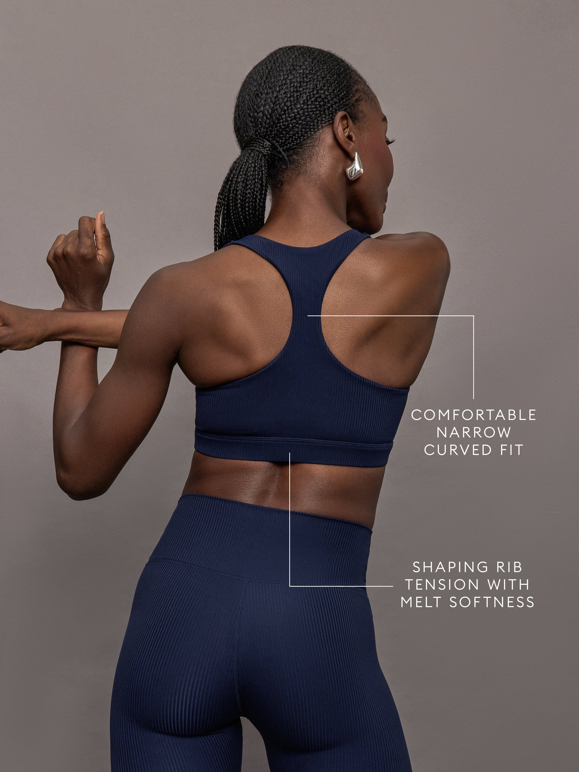 Carbon38 | Racerback Bra in Ribbed Melt - True Navy