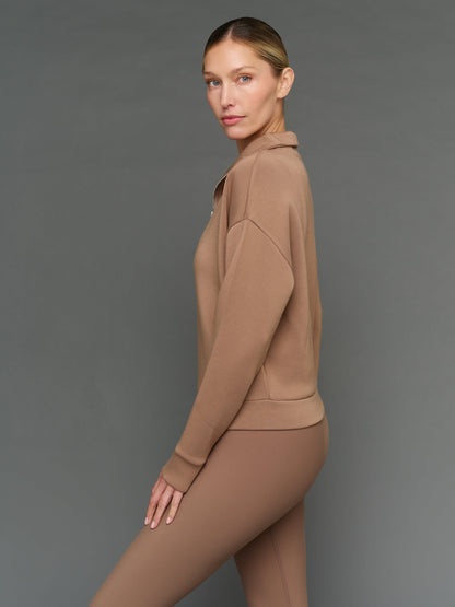 Carbon38 | Half Zip Pullover in Interlock - Caribou