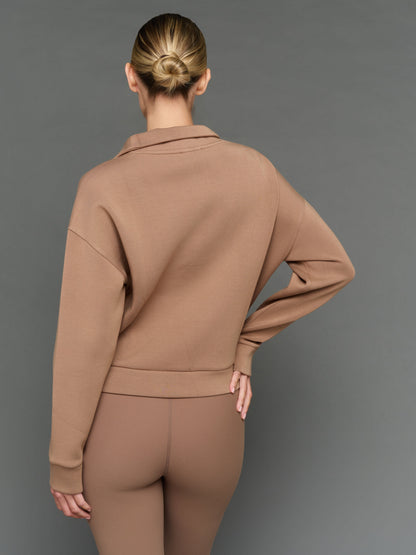 Carbon38 | Half Zip Pullover in Interlock - Caribou