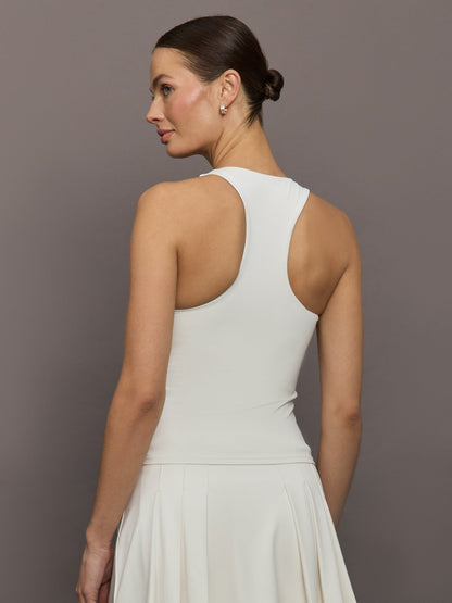 Carbon38 | Racer High Neck Active Tank in Diamond Compression - Cloud Dancer