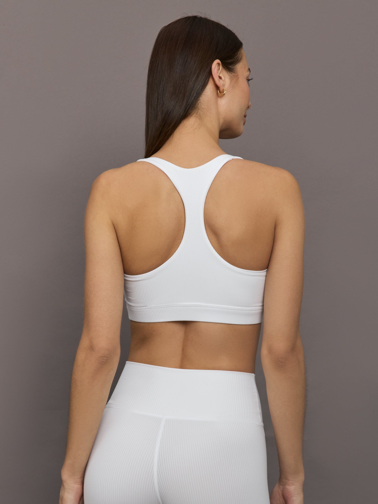 Carbon38 | Racerback Bra in Ribbed Melt - White