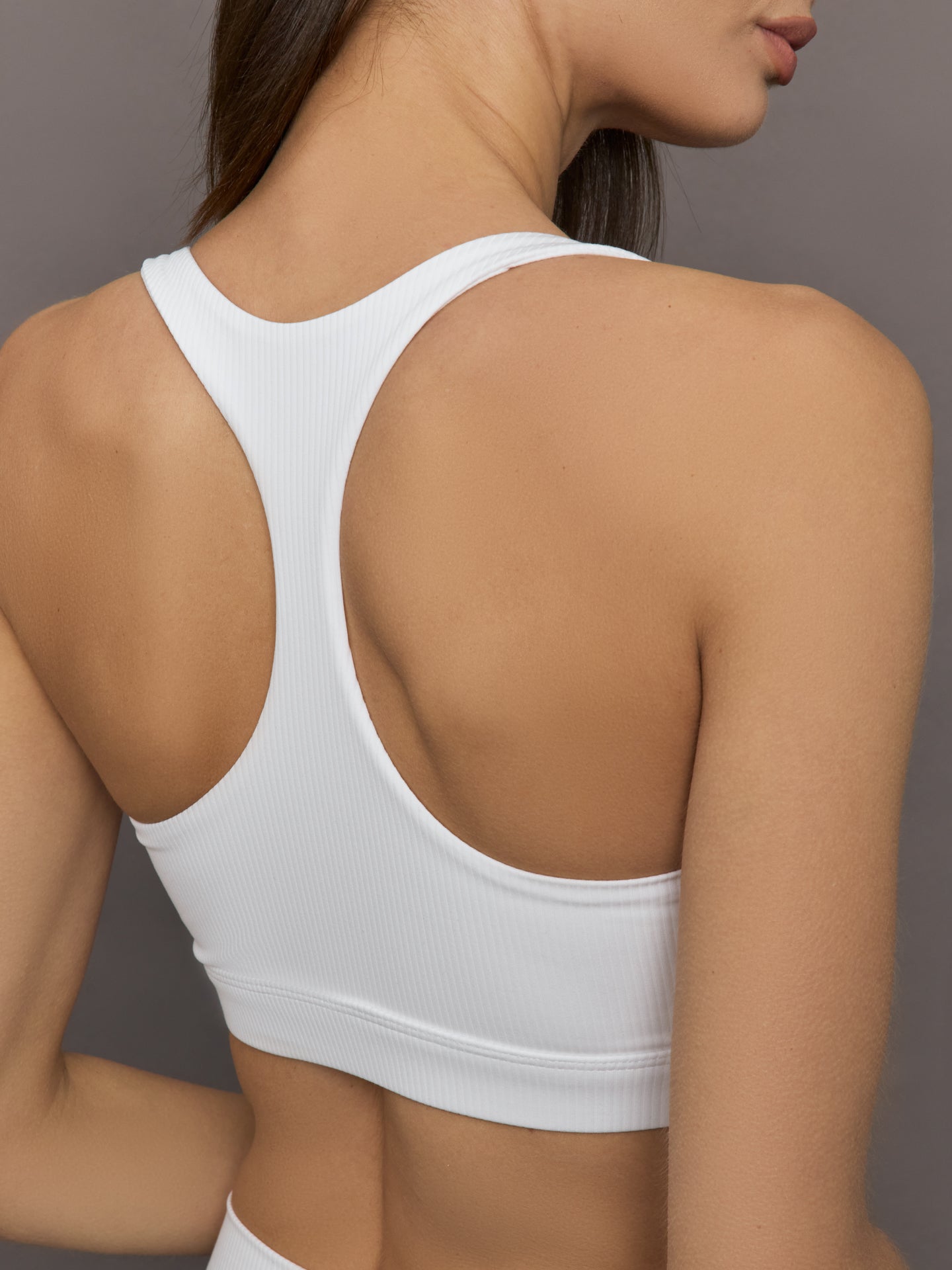 Carbon38 | Racerback Bra in Ribbed Melt - White