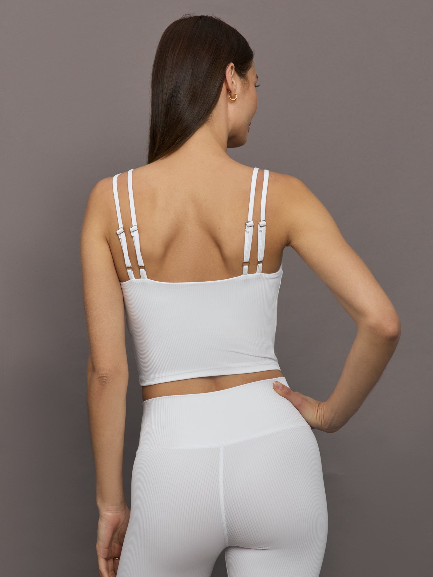 Carbon38 | V-Neck Tank in Ribbed Melt - White
