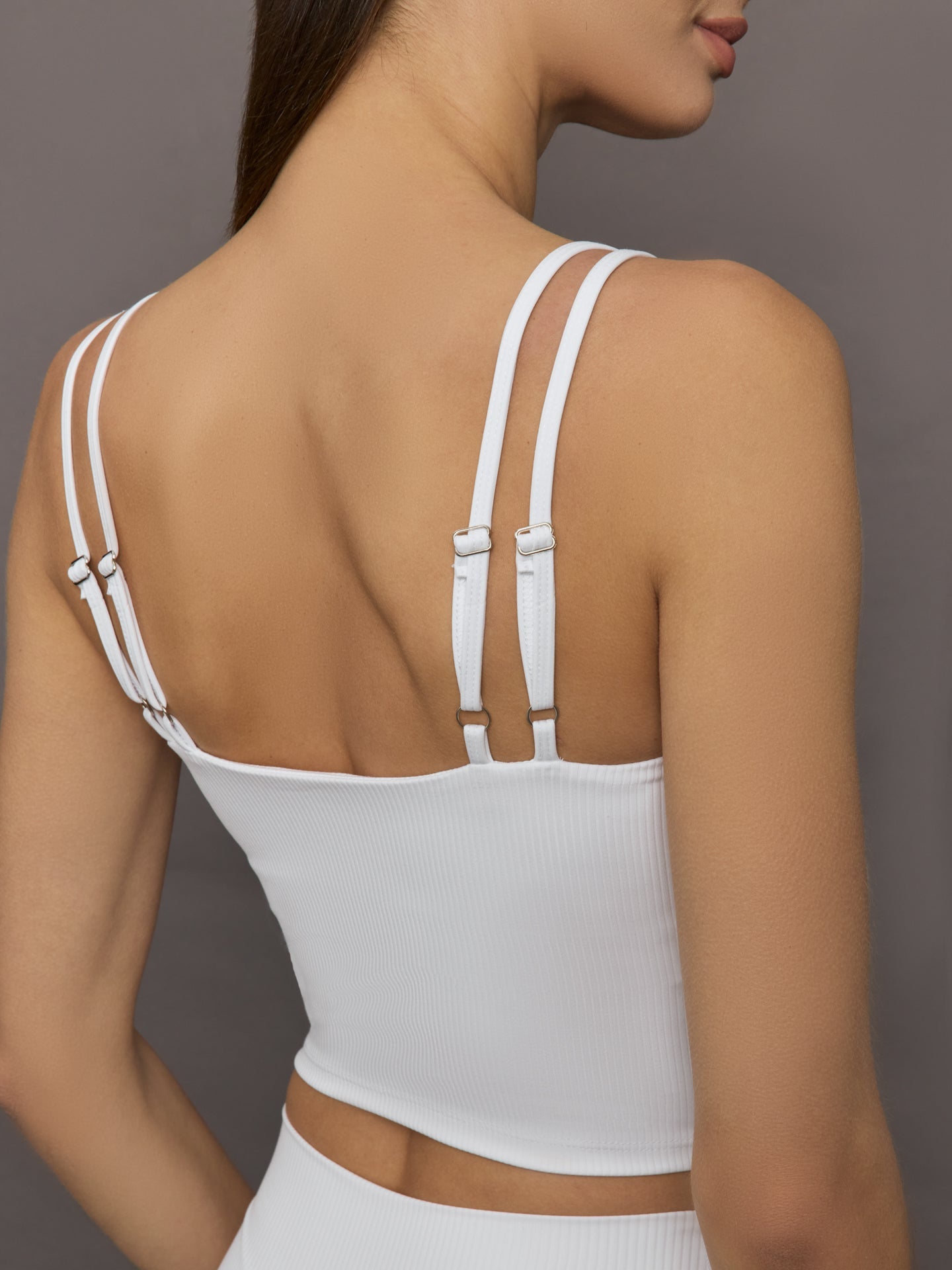 Carbon38 | V-Neck Tank in Ribbed Melt - White