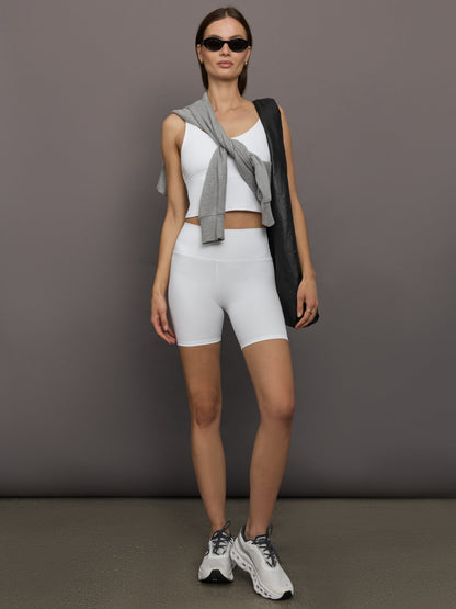 Carbon38 | Biker Short in Ribbed Melt - White