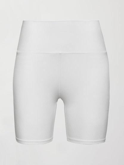 Carbon38 | Biker Short in Ribbed Melt - White