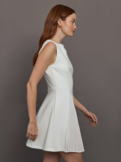 Carbon38 | Split Pleat Tennis Dress in Scuba - White