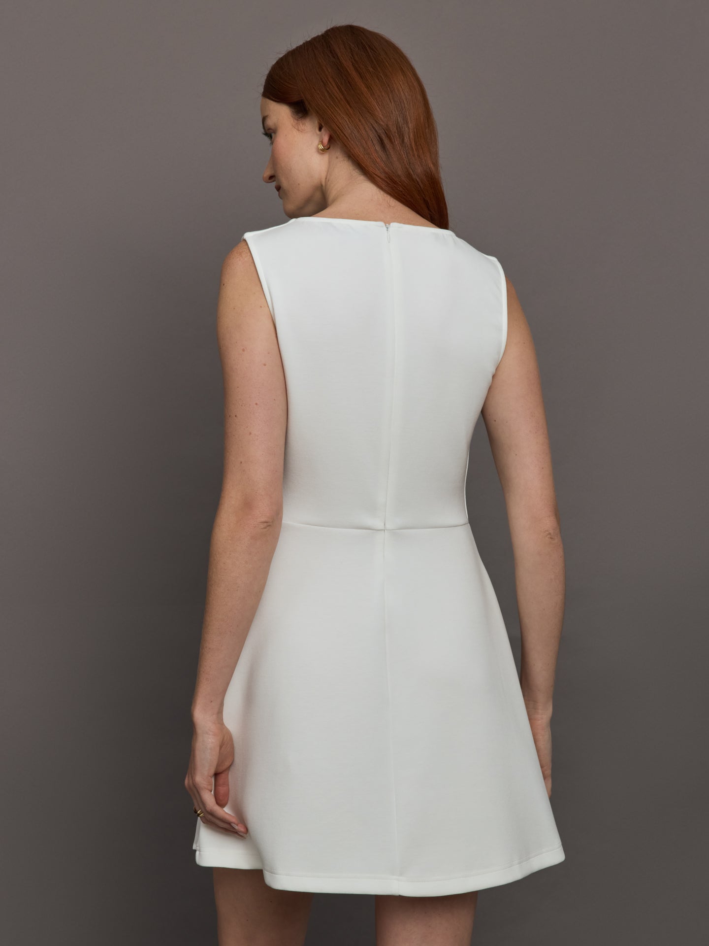 Carbon38 | Split Pleat Tennis Dress in Scuba - White