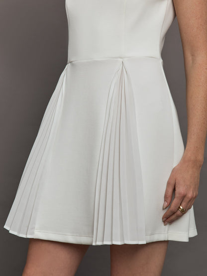 Carbon38 | Split Pleat Tennis Dress in Scuba - White