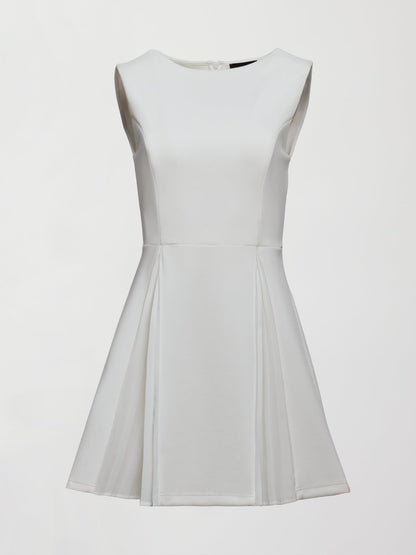 Carbon38 | Split Pleat Tennis Dress in Scuba - White