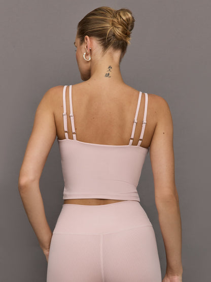 Carbon38 | V-Neck Tank in Ribbed Melt - Lotus